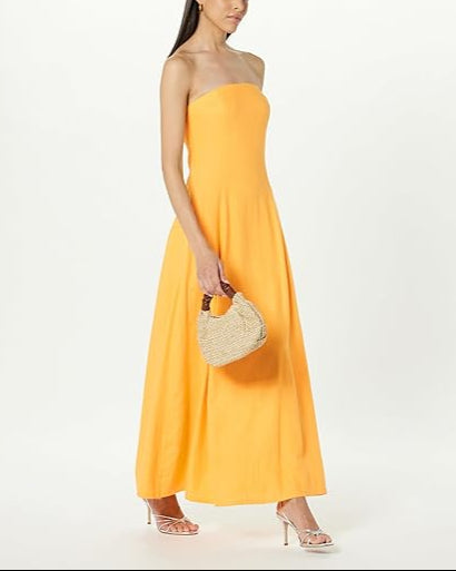 The Drop Women's Carlota Strapless Linen Maxi Dress