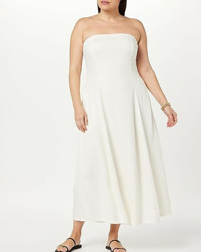The Drop Women's Carlota Strapless Linen Maxi Dress