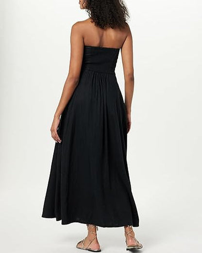 The Drop Women's Carlota Strapless Linen Maxi Dress