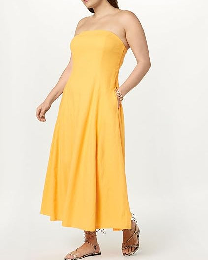 The Drop Women's Carlota Strapless Linen Maxi Dress