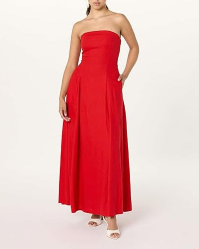 The Drop Women's Carlota Strapless Linen Maxi Dress