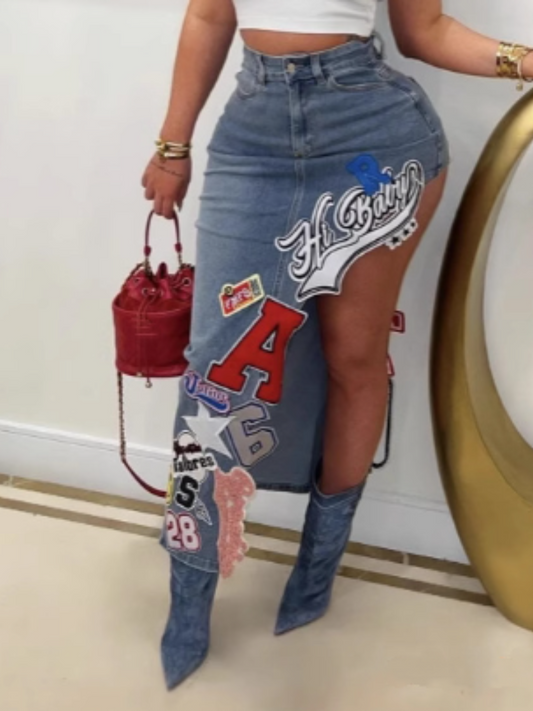Fashion Irregular Design Denim Skirt