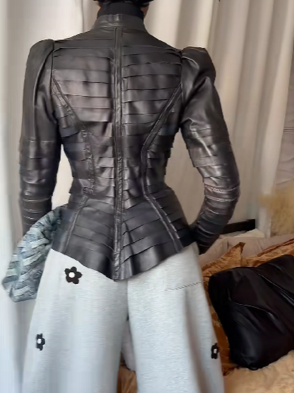 Leather Laminated Design Coat