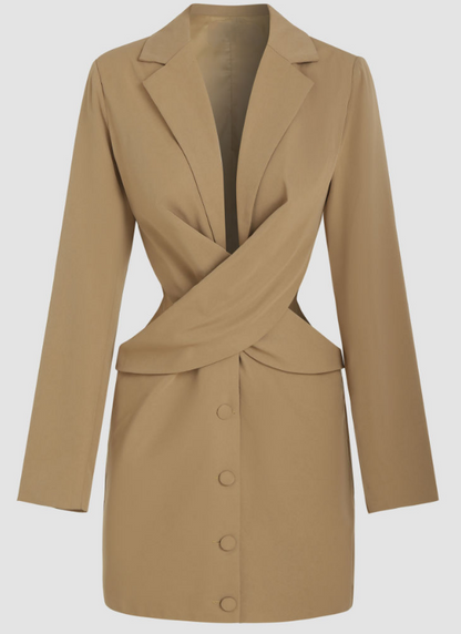 Khaki Stylish Blazer Dress