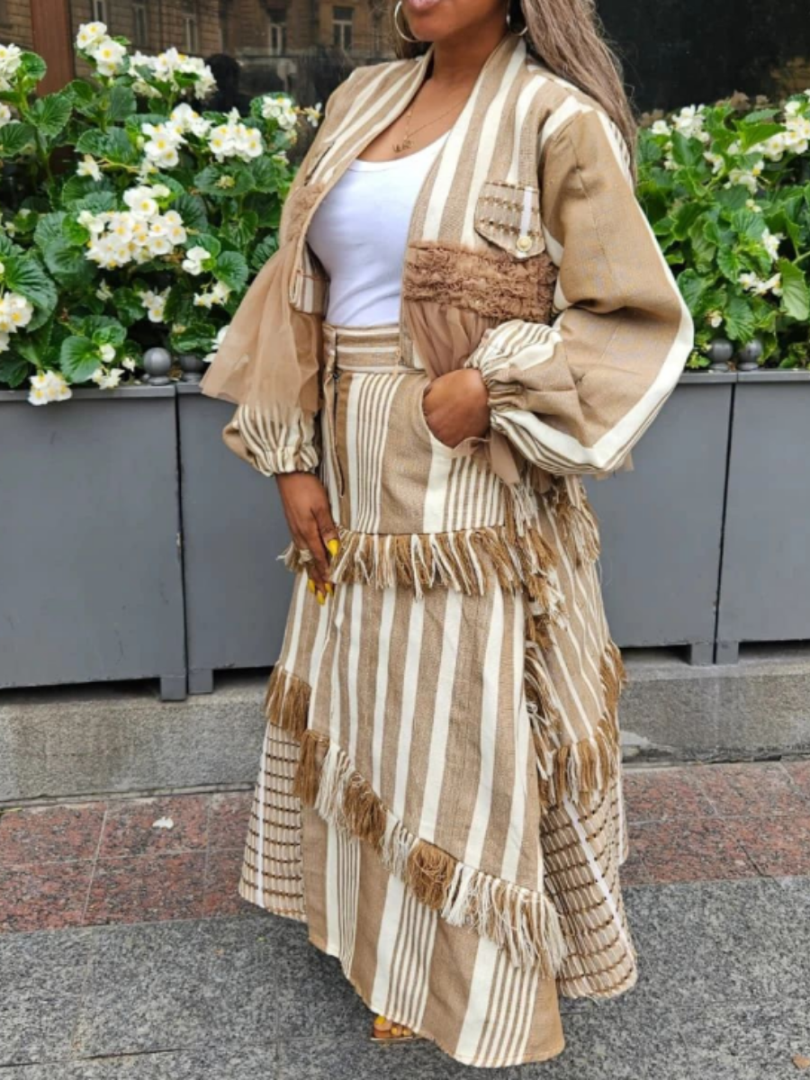 Striped Fringed Suit