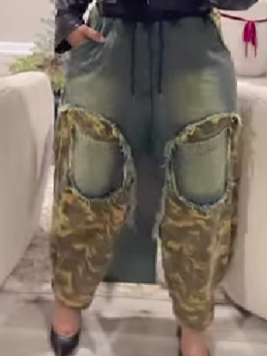 Camouflage Stitching Jeans