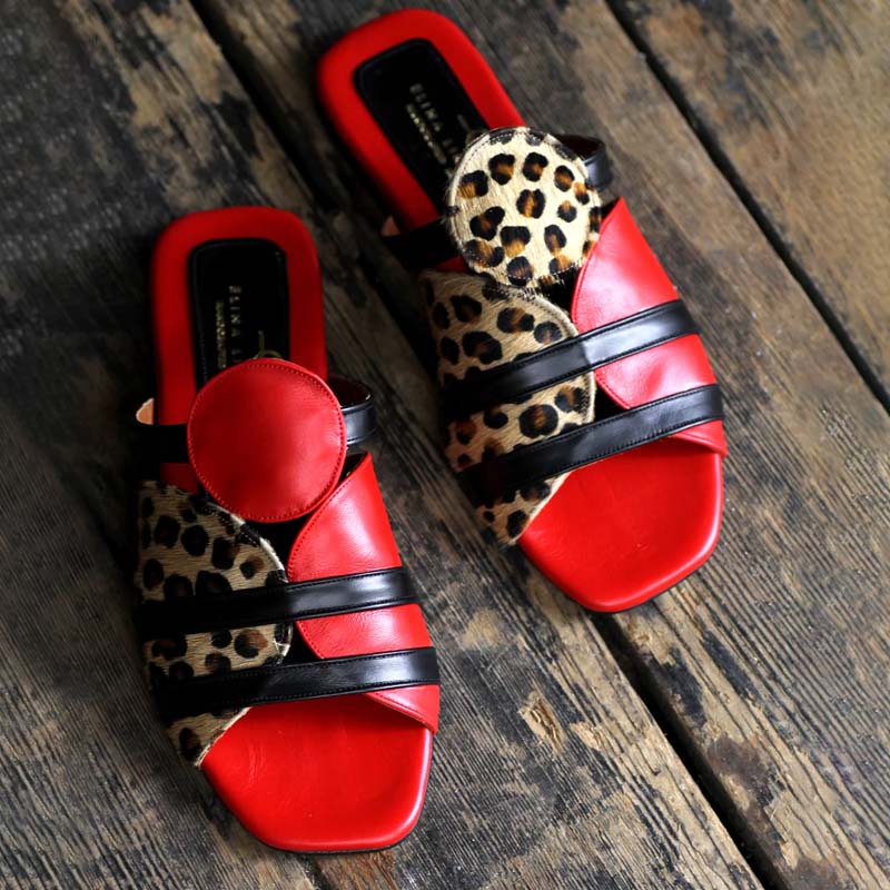 Asymmetric Patchwork Flat Slippers