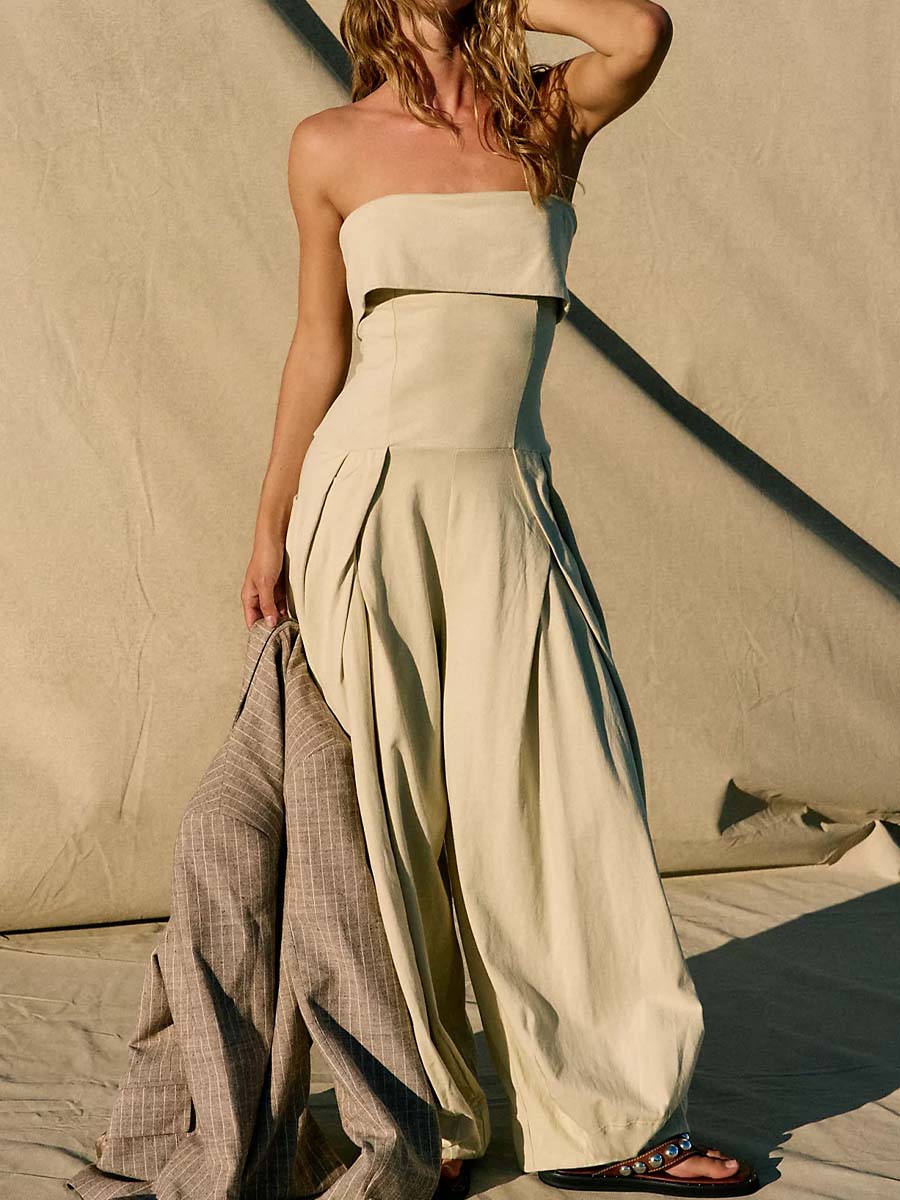 Foldover Bust Strappless Jumpsuit