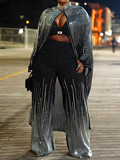 Sequined Sparkle Shine Blouse & Rhinestones Pants