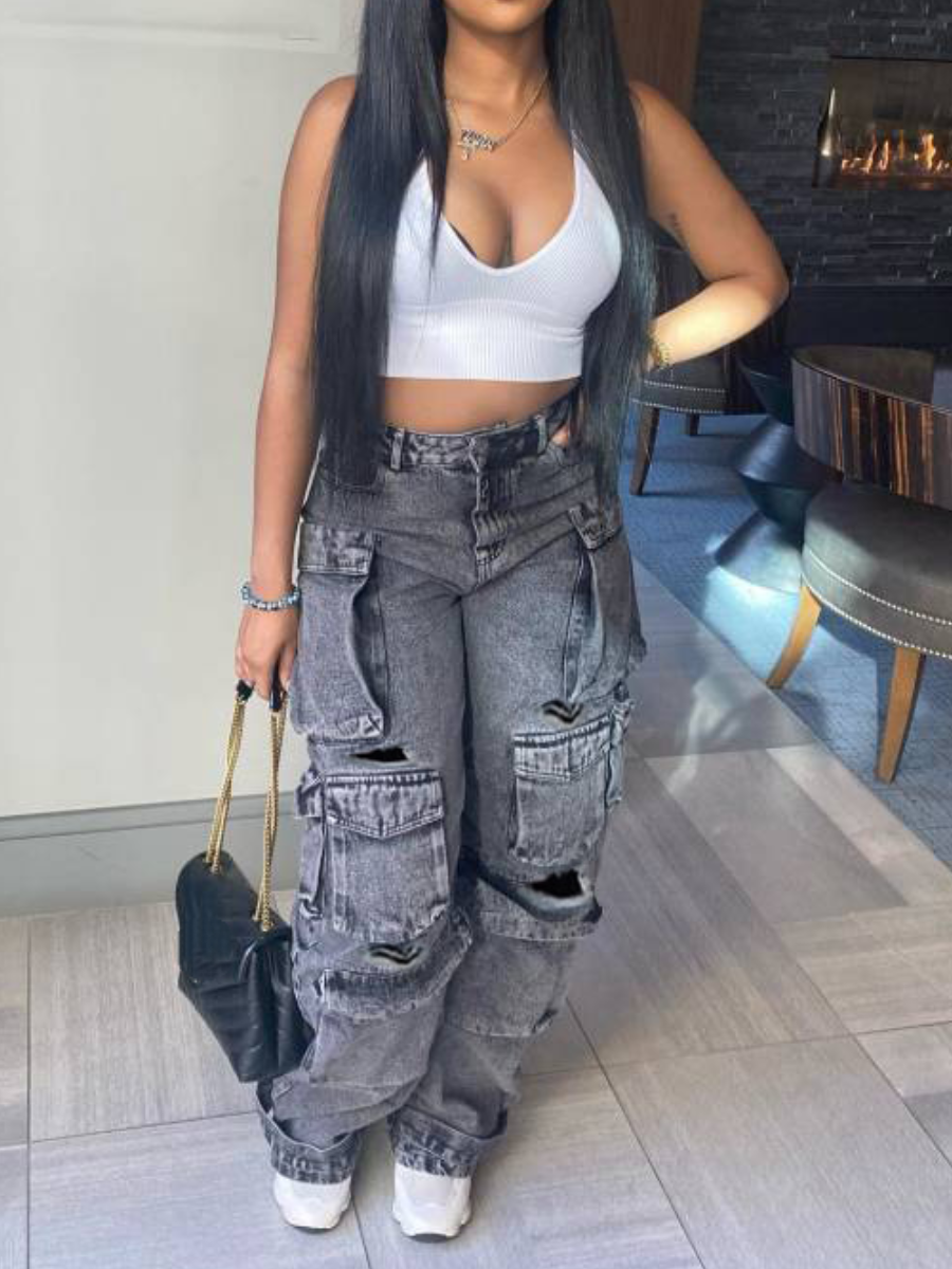 Fab Cargo Pocketed Jeans