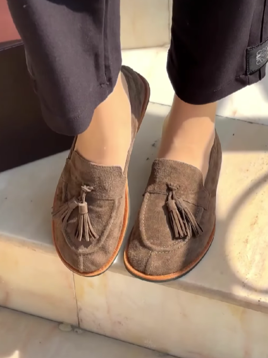 Suede Fringe Pendant Flats