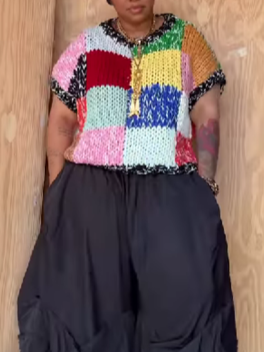 Multicolor Stitched Knit Top