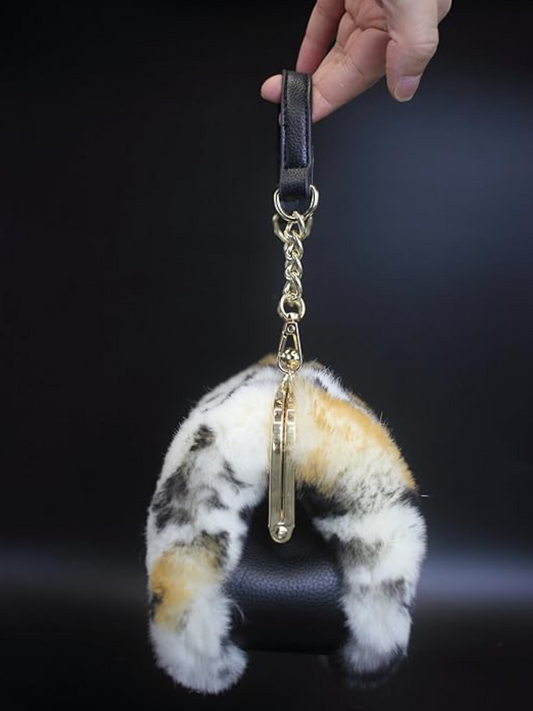 Faux Fur Metal Lock Shoulder Bag