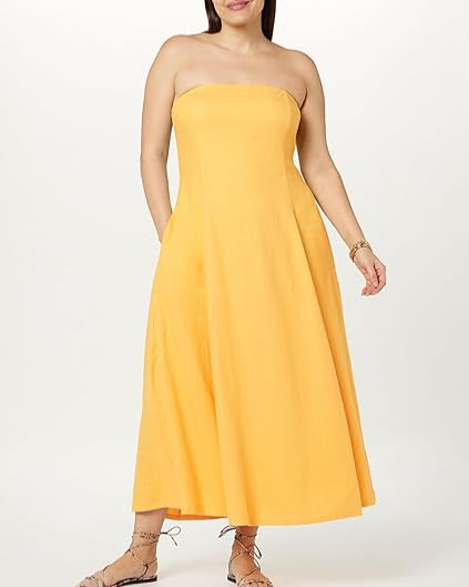 The Drop Women's Carlota Strapless Linen Maxi Dress