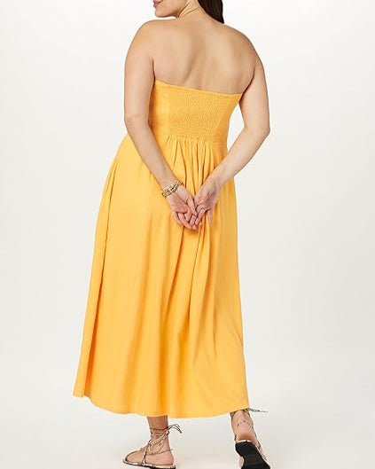 The Drop Women's Carlota Strapless Linen Maxi Dress
