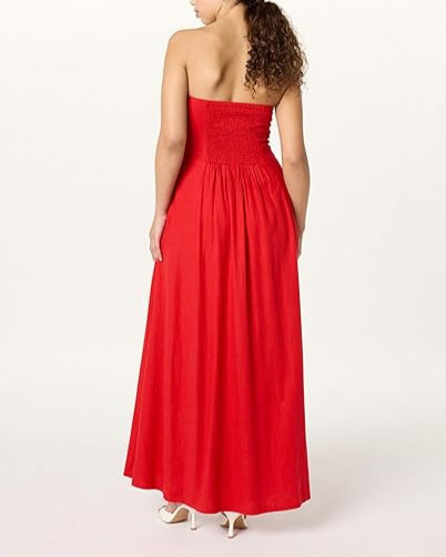 The Drop Women's Carlota Strapless Linen Maxi Dress