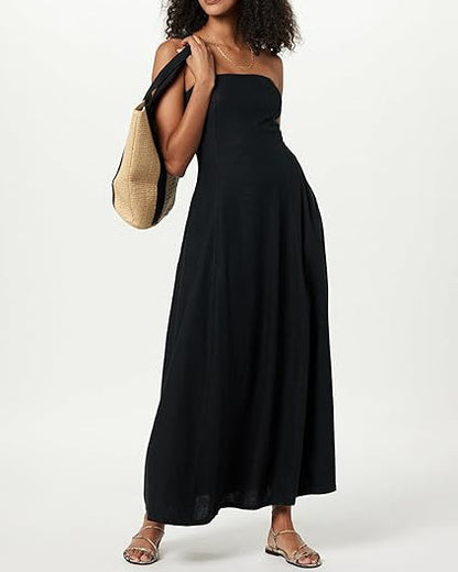 The Drop Women's Carlota Strapless Linen Maxi Dress