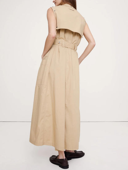 Stretch-Cotton Utility Maxi Dress