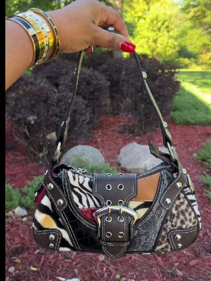 Leather Patchwork Shoulder Bag