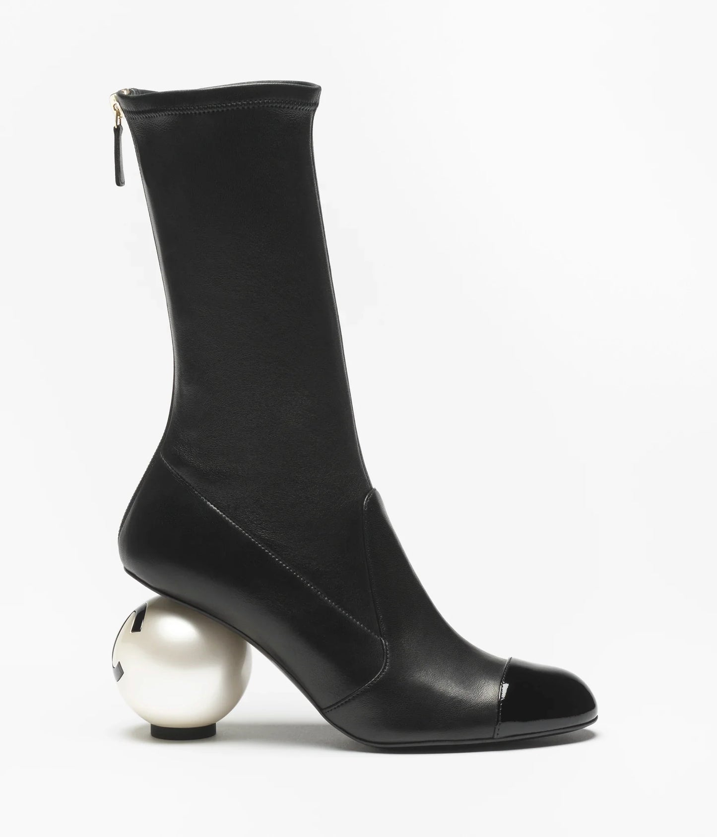 Irregular Pearl Ball High Heels & Color-Block Ankle Boots