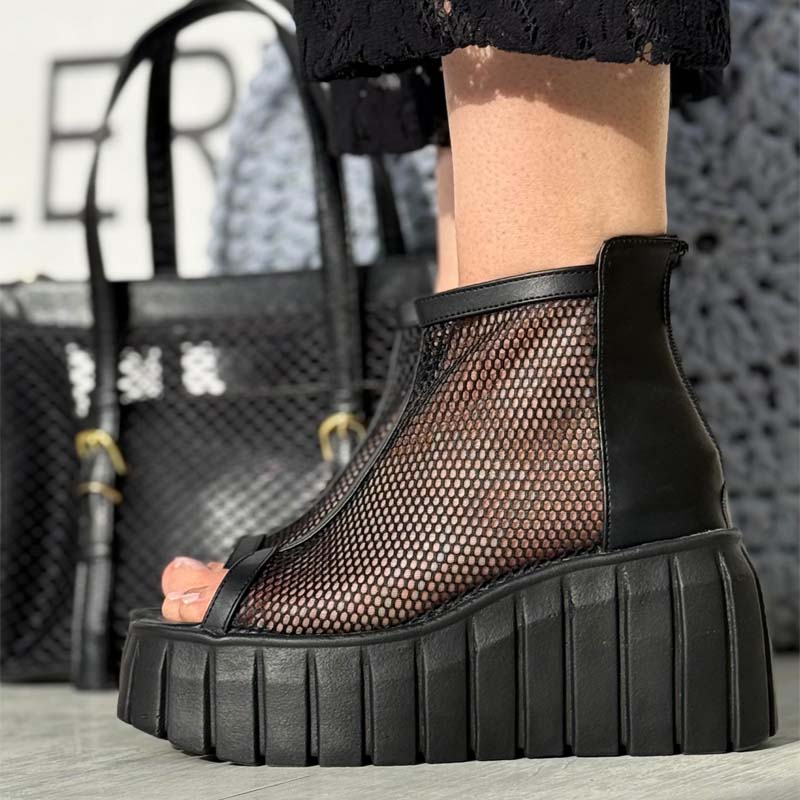 Breathable Mesh Fish-toe Platform Shoes