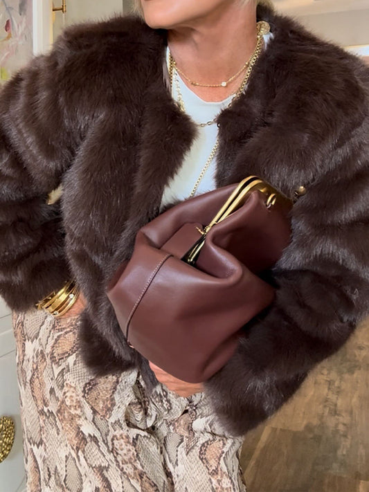 Solid Loose Faux Fur Coat