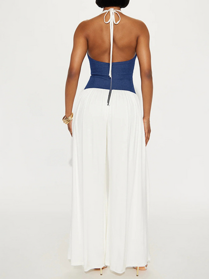 Backless Tunic Wide-Leg Jumpsuit