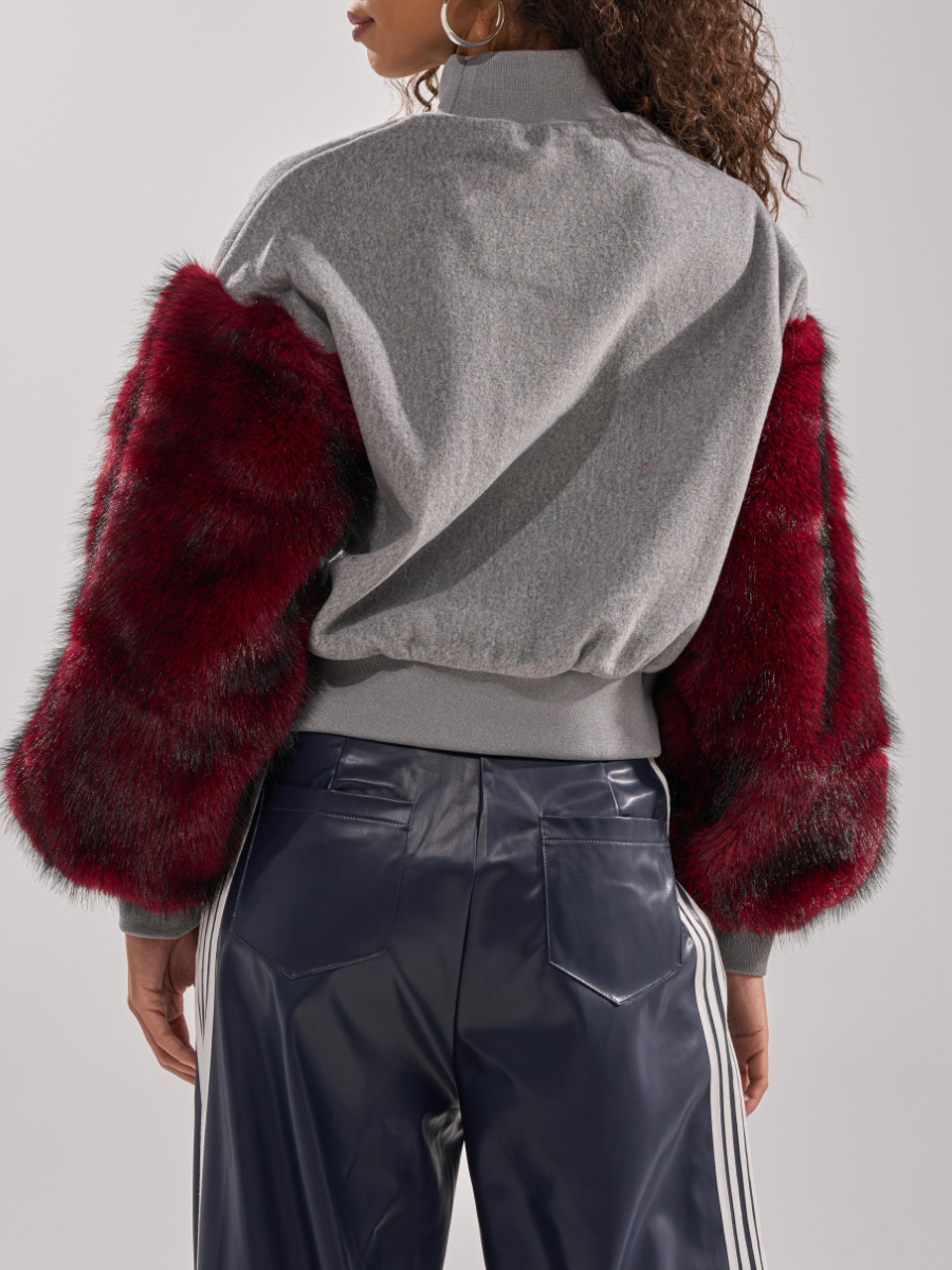 Faux Fur Sleeve Sweat