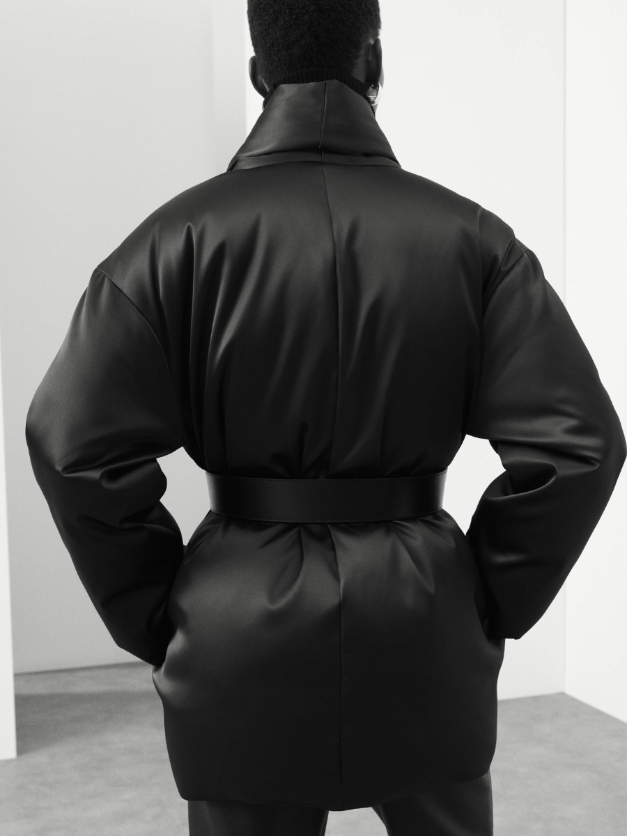 Smooth Satin High Neck Coat