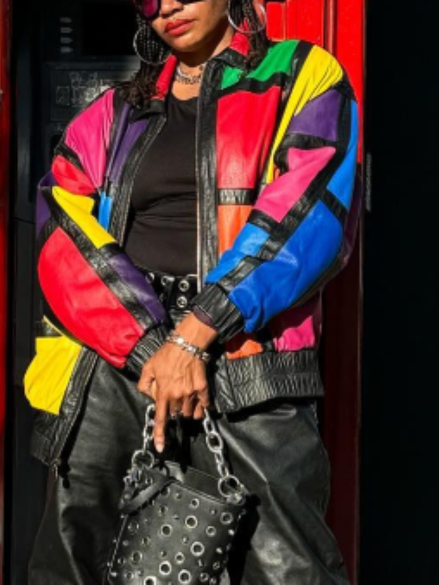 Multicolor Patchwork Leather Jacket