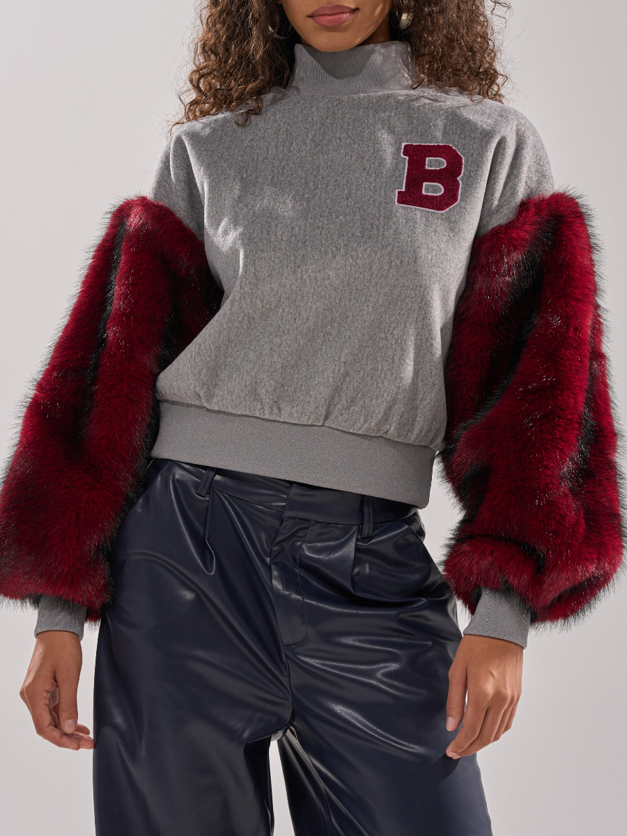 Faux Fur Sleeve Sweat
