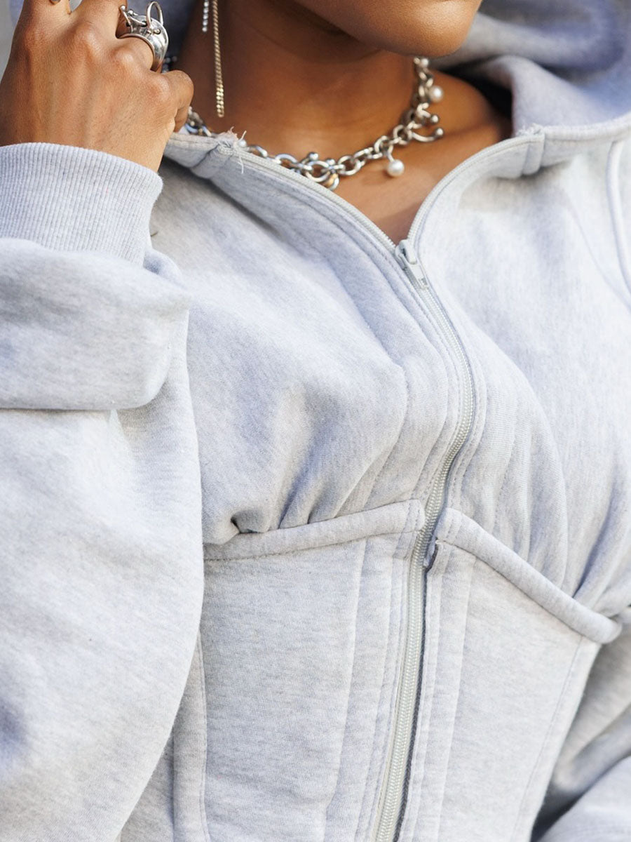 Eyelet Detail Sweatshirt Two Pieces Dress