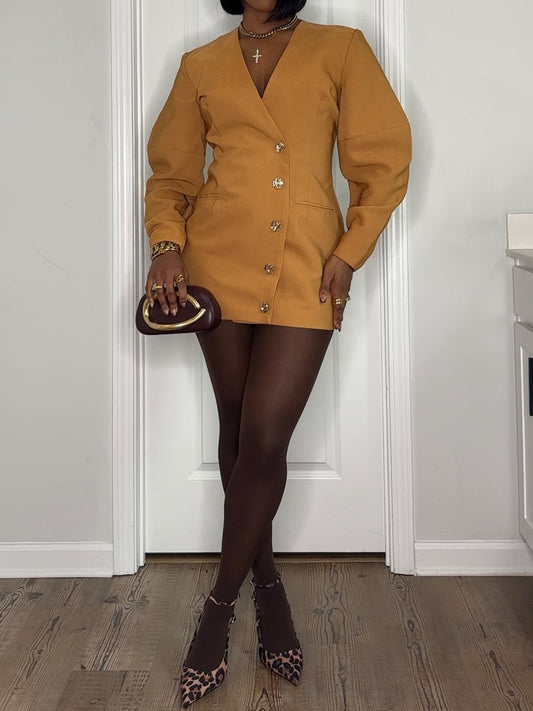 Fashion V Neck Blazer Dress