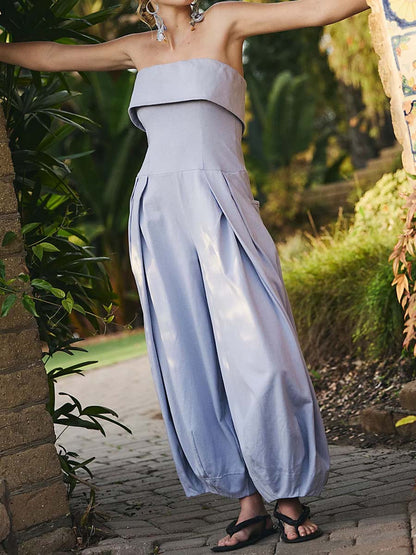 Foldover Bust Strappless Jumpsuit