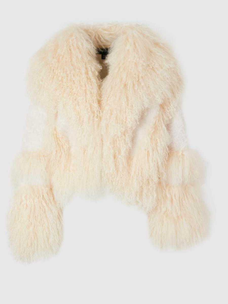 Faux Fur Stitched Fringe Coat