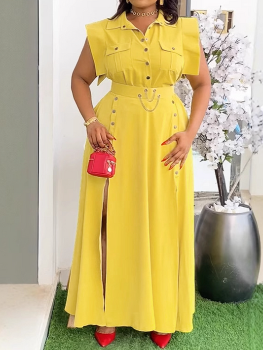 The Casual Split 2pc Skirt Set