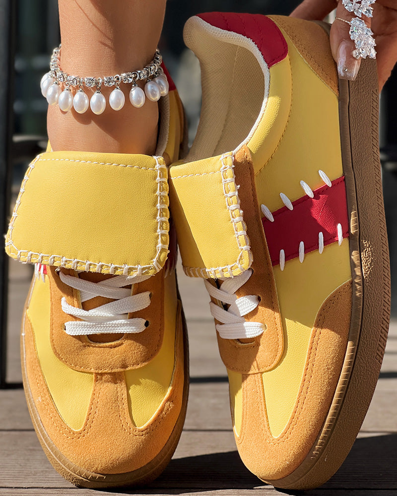 Colorblock Round Toe Sneakers