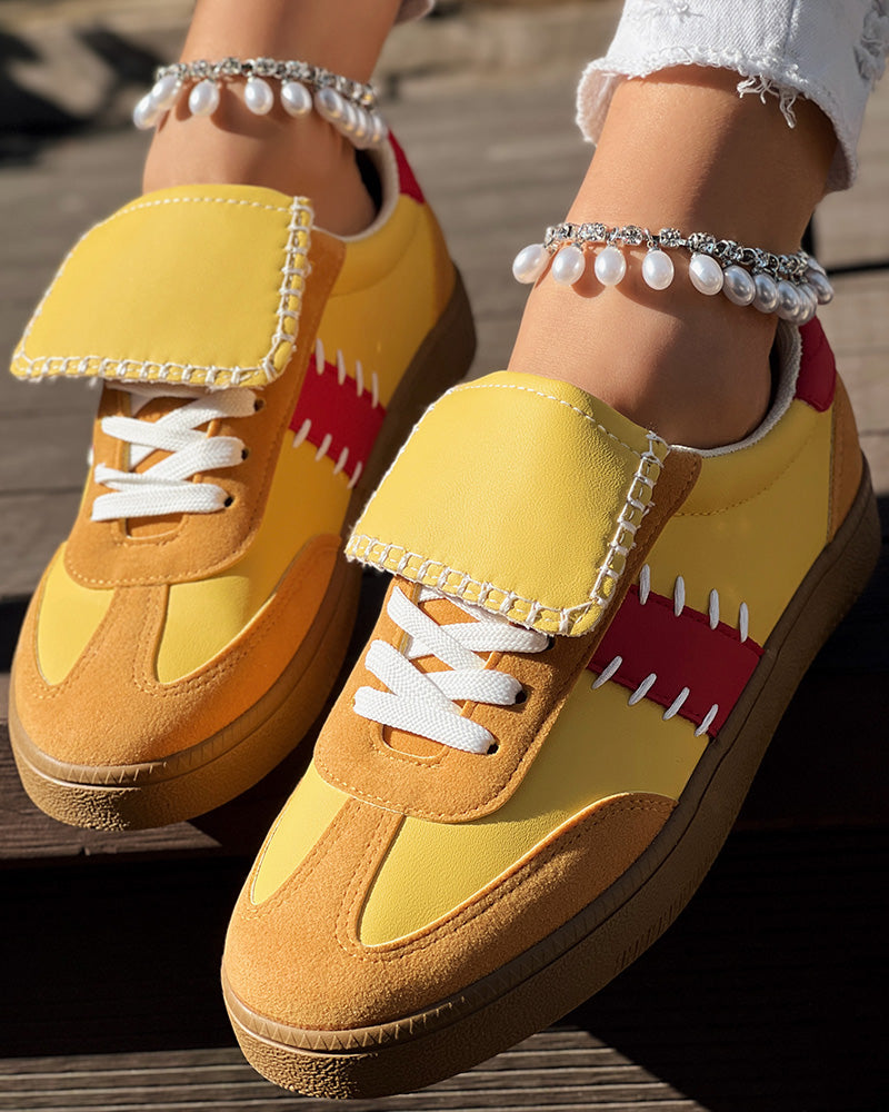 Colorblock Round Toe Sneakers