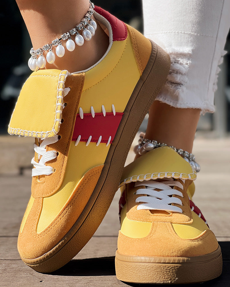 Colorblock Round Toe Sneakers