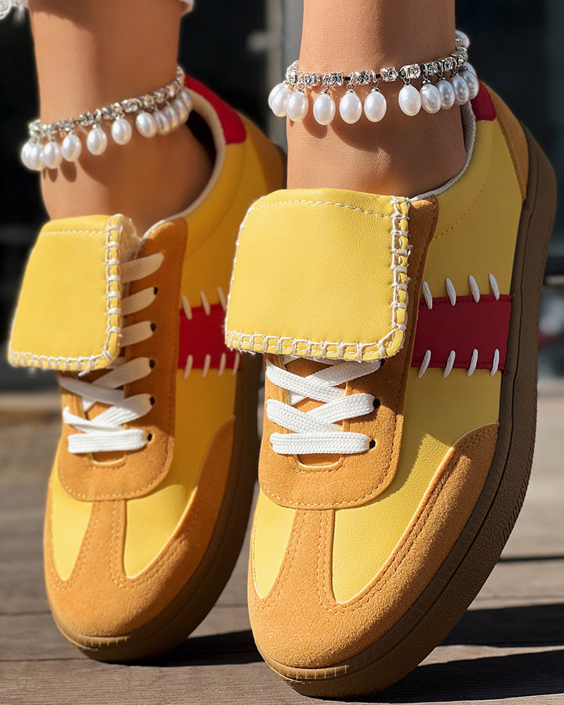 Colorblock Round Toe Sneakers