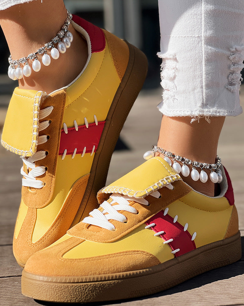 Colorblock Round Toe Sneakers