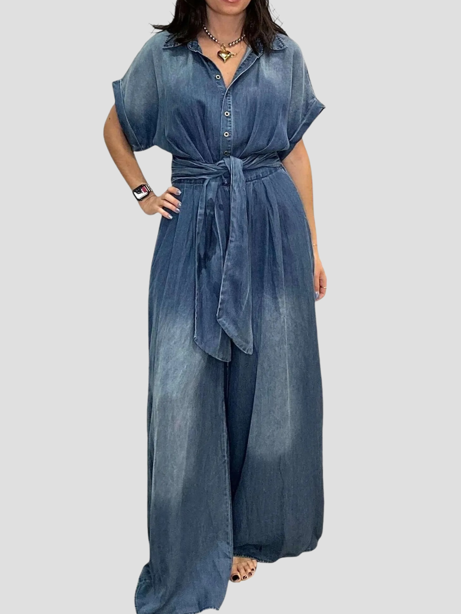 Lappel-breasted Lace-up Jumpsuit