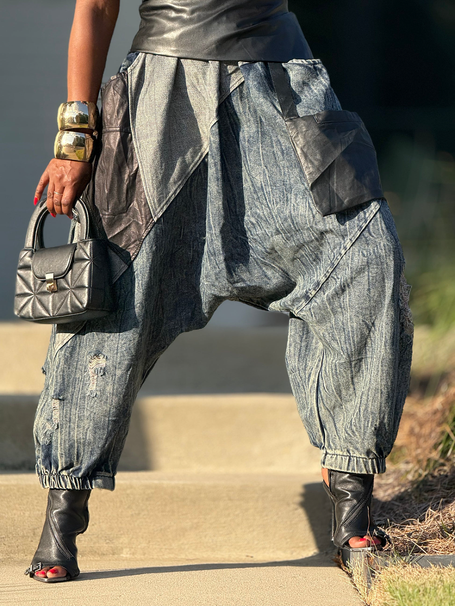 Denim Leather Hallen Pants