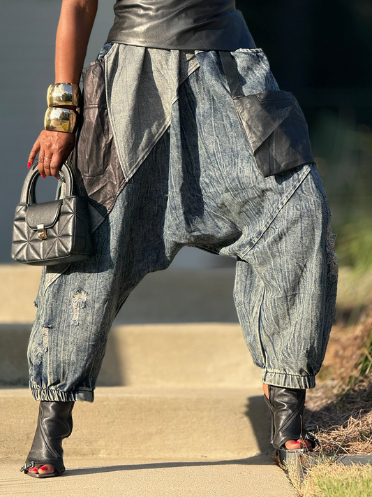 Denim Leather Hallen Pants