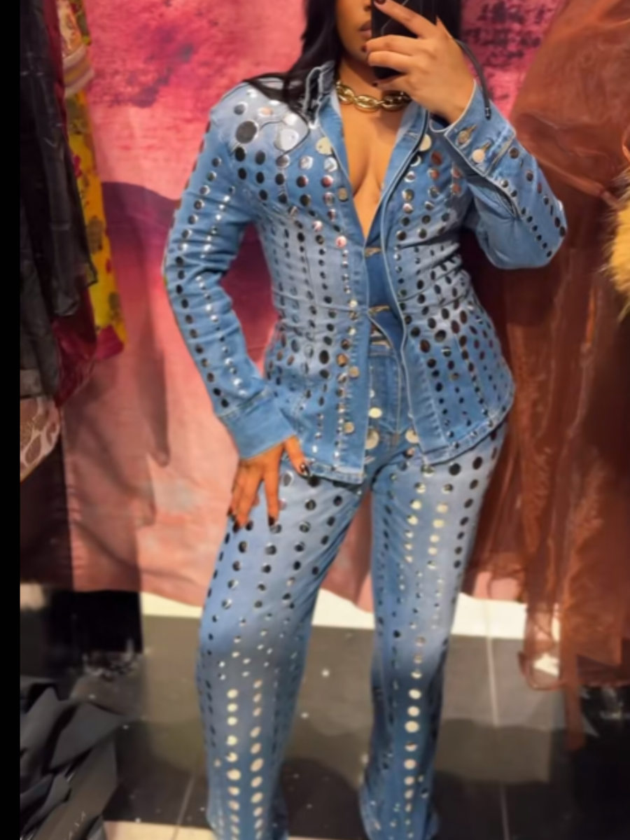 Studded Denim Suit
