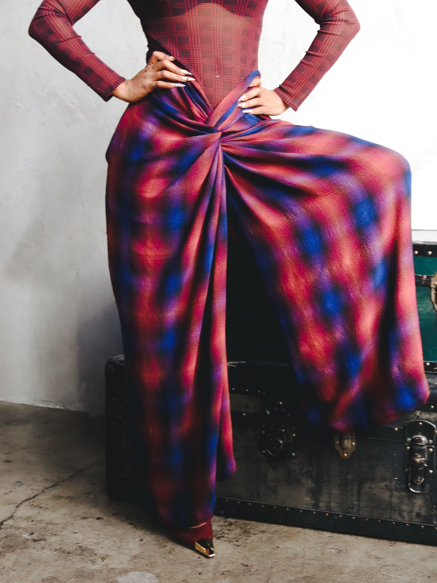 Plaid Kink Design Trousers