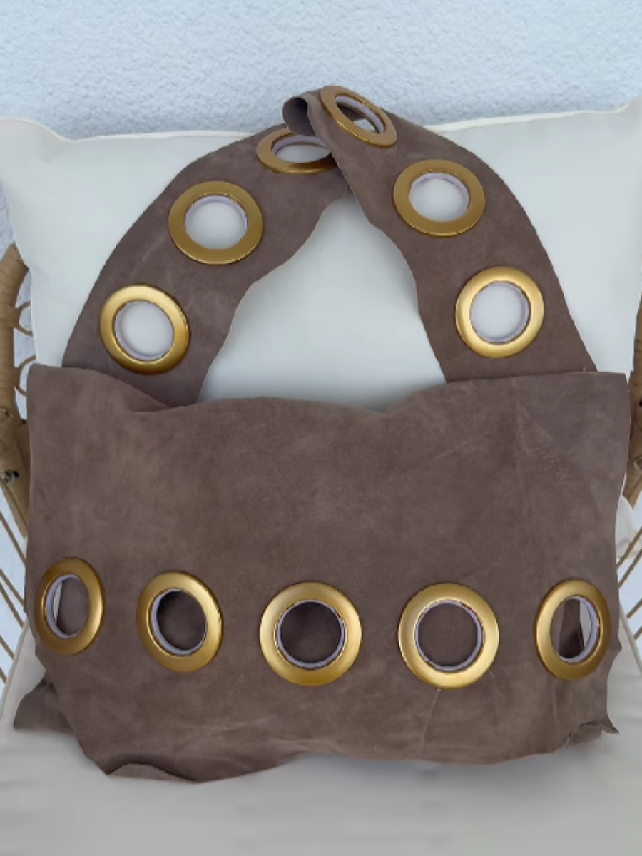 Metal Round Hole Shoulder Bag