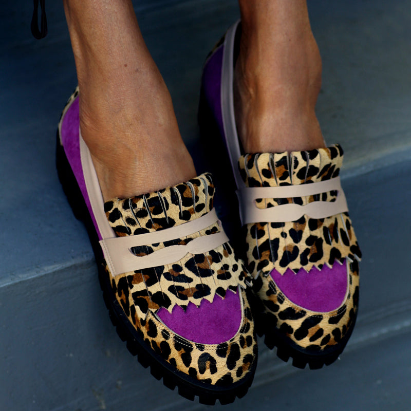 Color Block Fringed Platform Loafers