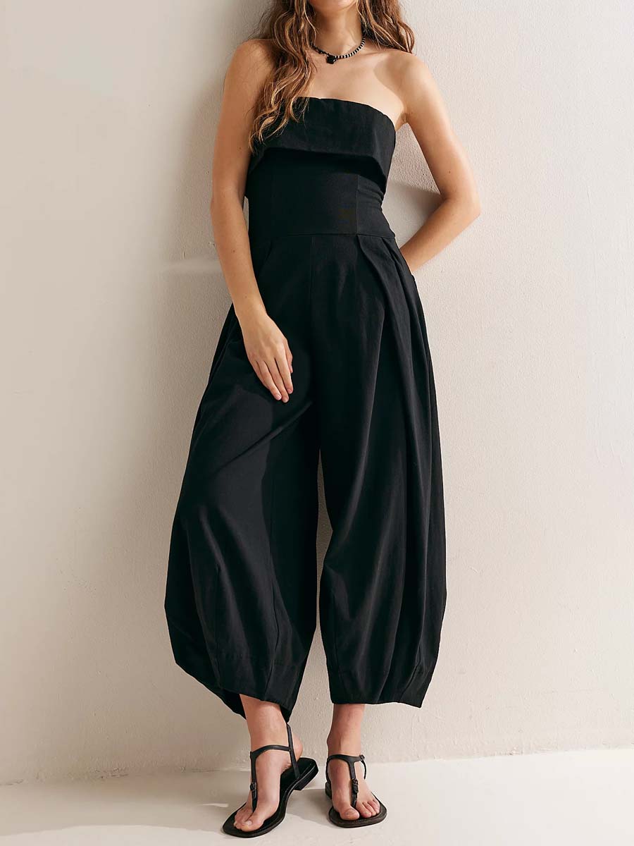 Foldover Bust Strappless Jumpsuit