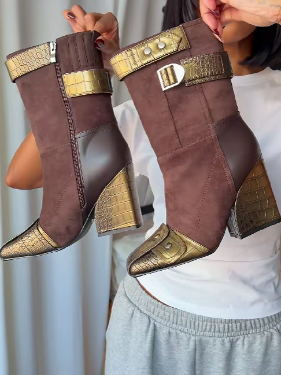 Suede Square-toed Boots